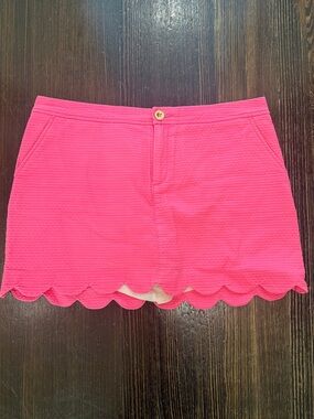 Lilly Pulitzer Pink Cotton Skirt with Gold Script Logo